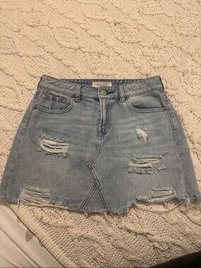 PacSun Faded Blue Distressed Denim Mini Skirt